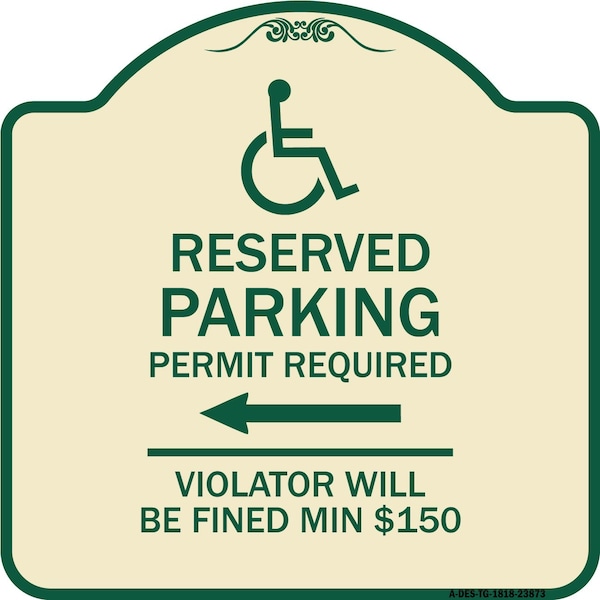 Signmission Modern Isa Connecticut Reserved Parking Permit Required Violators Fin Alum, 18" x 18", TG-1818-23873 A-DES-TG-1818-23873 - main